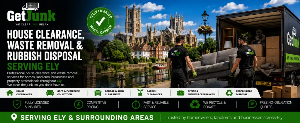 Get Junk house clearance, rubbish removal and waste disposal services in Ely
