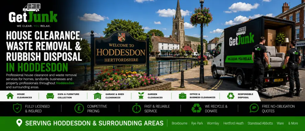 House clearance, waste removal and rubbish disposal services in Hoddesdon by Get Junk