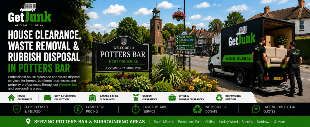 House clearance, waste removal and rubbish disposal services in Potters Bar by Get Junk