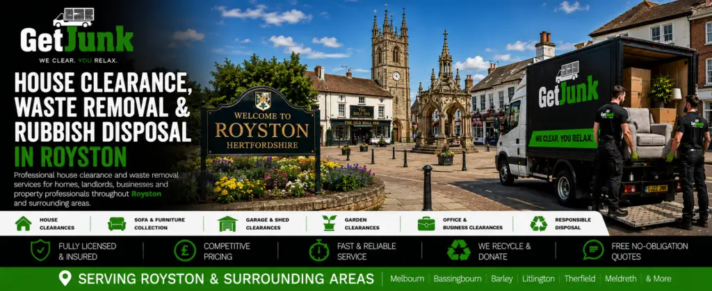 House clearance, waste removal and rubbish disposal services in Royston by Get Junk