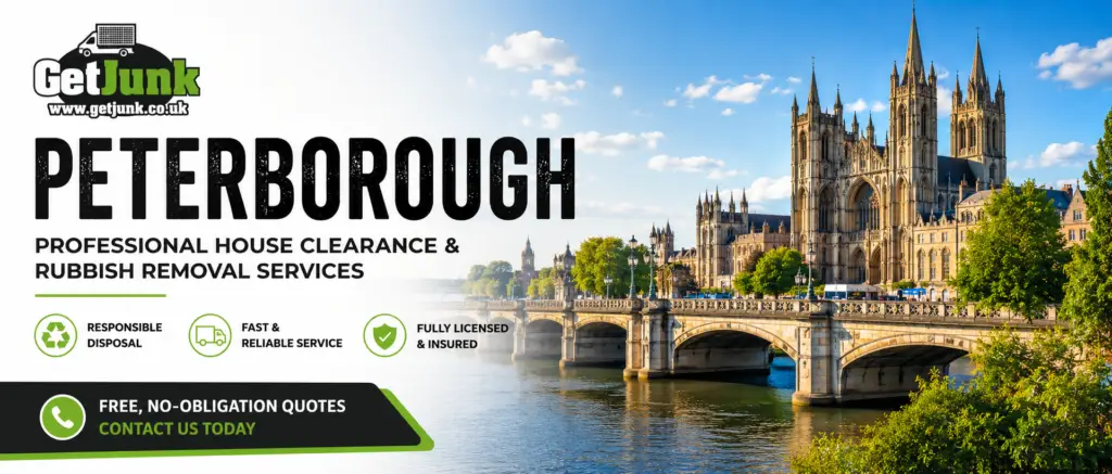 Get Junk house clearance, rubbish removal and waste disposal services in Peterborough